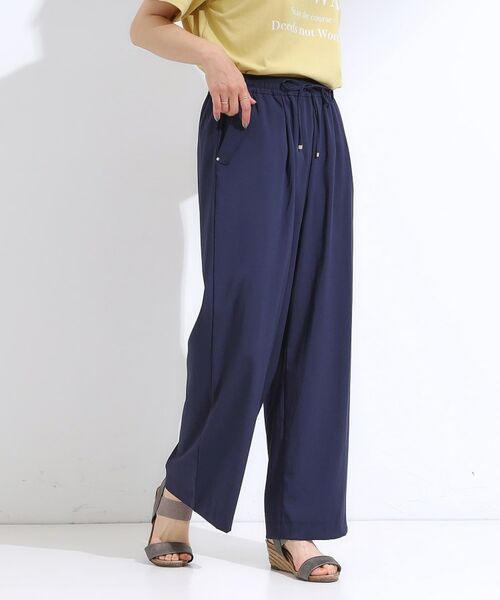 SHOO・LA・RUE / シューラルー パンツ | 【着丈選べる】触れる度ひんやり ゆるきれい イージーワイドパンツ(ネイビー(094))