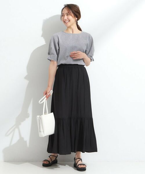 SHOO・LA・RUE / シューラルー ロング・マキシ丈スカート | 麻調ティアードスカート | 詳細3
