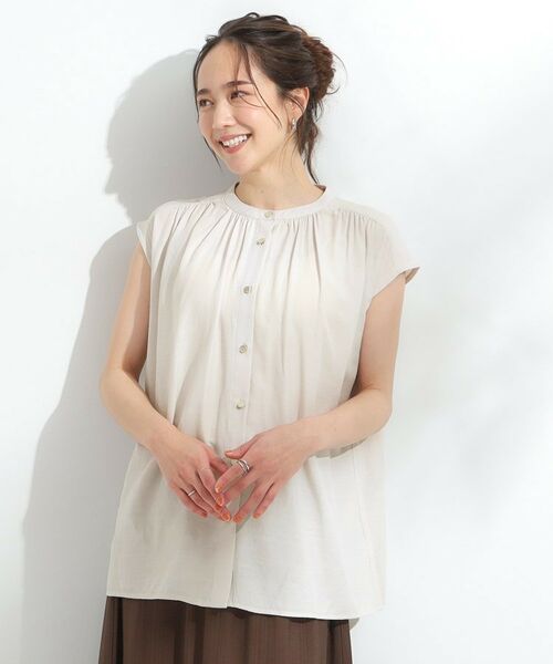 SHOO・LA・RUE / シューラルー シャツ・ブラウス | 【S-LL/洗濯後しわになりにくい】上品にきれい見え スラブギャザーブラウス | 詳細1