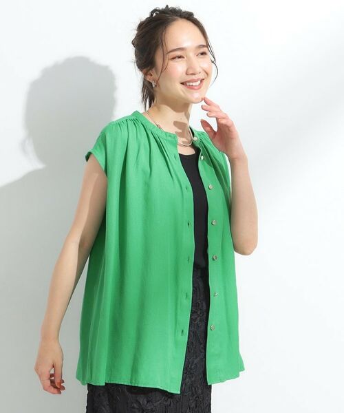 SHOO・LA・RUE / シューラルー シャツ・ブラウス | 【S-LL/洗濯後しわになりにくい】上品にきれい見え スラブギャザーブラウス | 詳細14