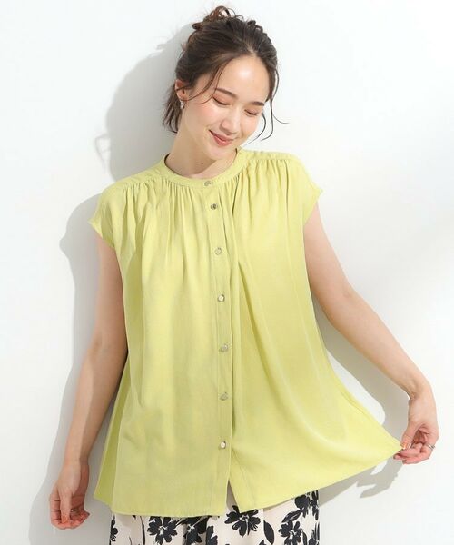 SHOO・LA・RUE / シューラルー シャツ・ブラウス | 【S-LL/洗濯後しわになりにくい】上品にきれい見え スラブギャザーブラウス | 詳細9