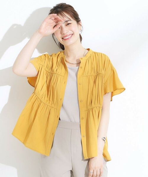 SHOO・LA・RUE / シューラルー シャツ・ブラウス | 【洗える/S-LL】一枚で着映え ティアード風 ギャザーブラウス | 詳細9