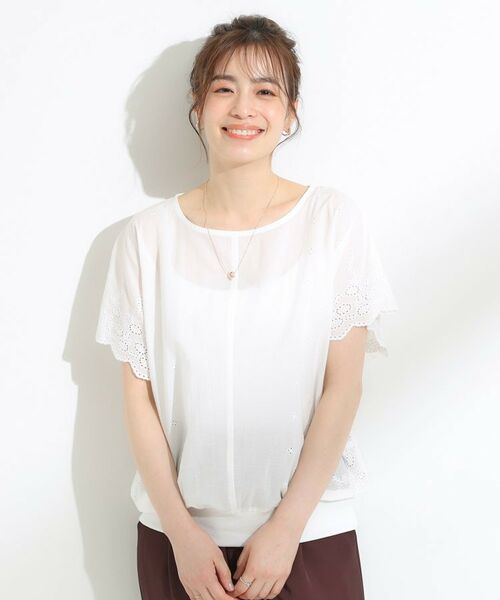 SHOO・LA・RUE / シューラルー カットソー | スカラップ刺繍レースが目を惹く ドルマントップス | 詳細1