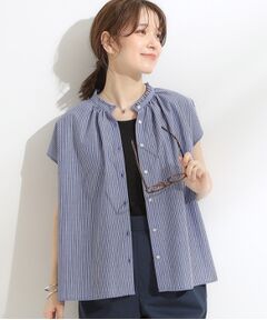 SHOO・LA・RUE / シューラルー シャツ・ブラウス | 【洗える/S-LL】プチフリル襟が女性らしい フレンチスリーブシャツ