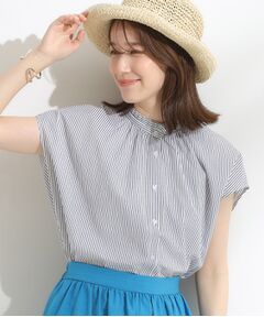 SHOO・LA・RUE / シューラルー シャツ・ブラウス | 【洗える/S-LL】プチフリル襟が女性らしい フレンチスリーブシャツ