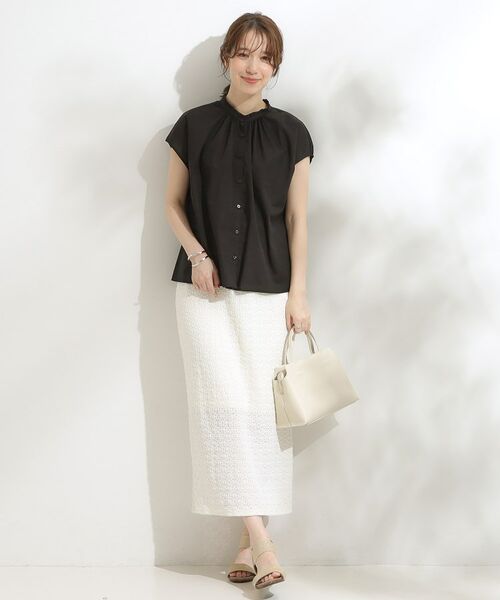 SHOO・LA・RUE / シューラルー シャツ・ブラウス | 【洗える/S-LL】プチフリル襟が女性らしい フレンチスリーブシャツ | 詳細14