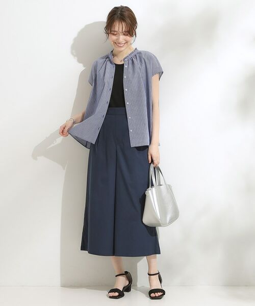 SHOO・LA・RUE / シューラルー シャツ・ブラウス | 【洗える/S-LL】プチフリル襟が女性らしい フレンチスリーブシャツ | 詳細2