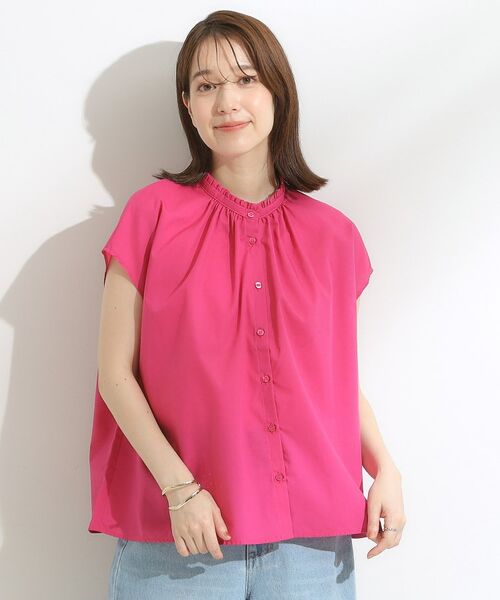 SHOO・LA・RUE / シューラルー シャツ・ブラウス | 【洗える/S-LL】プチフリル襟が女性らしい フレンチスリーブシャツ | 詳細8