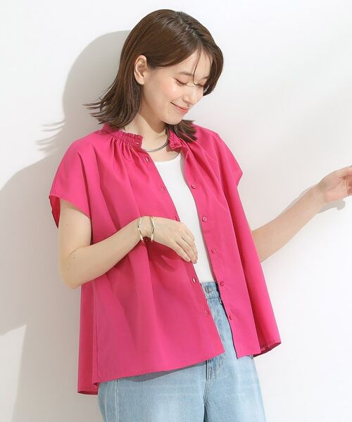 SHOO・LA・RUE / シューラルー シャツ・ブラウス | 【洗える/S-LL】プチフリル襟が女性らしい フレンチスリーブシャツ | 詳細9