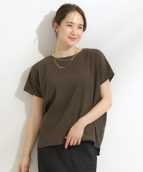 SHOO・LA・RUE / シューラルー カットソー | 【S-LL】ブラウス見えする 軽やかな着心地の しぼしぼトップス | 詳細1