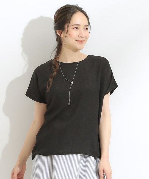 SHOO・LA・RUE / シューラルー カットソー | 【S-LL】ブラウス見えする 軽やかな着心地の しぼしぼトップス | 詳細5