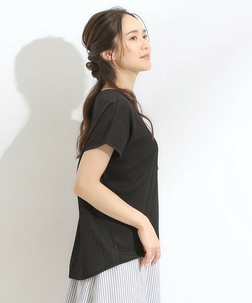 SHOO・LA・RUE / シューラルー カットソー | 【S-LL】ブラウス見えする 軽やかな着心地の しぼしぼトップス | 詳細6