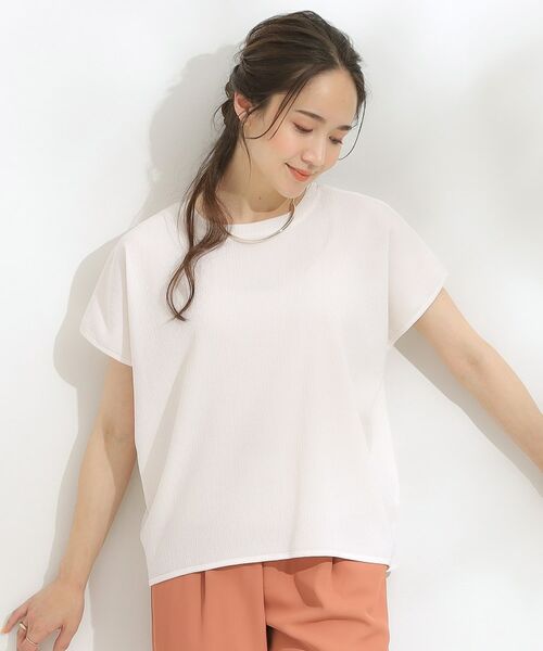 SHOO・LA・RUE / シューラルー カットソー | 【S-LL】ブラウス見えする 軽やかな着心地の しぼしぼトップス | 詳細9