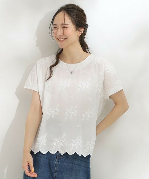 SHOO・LA・RUE / シューラルー カットソー | 【洗える/S-LL】インせず着られる さらっと大人上品 刺繍トップス | 詳細1