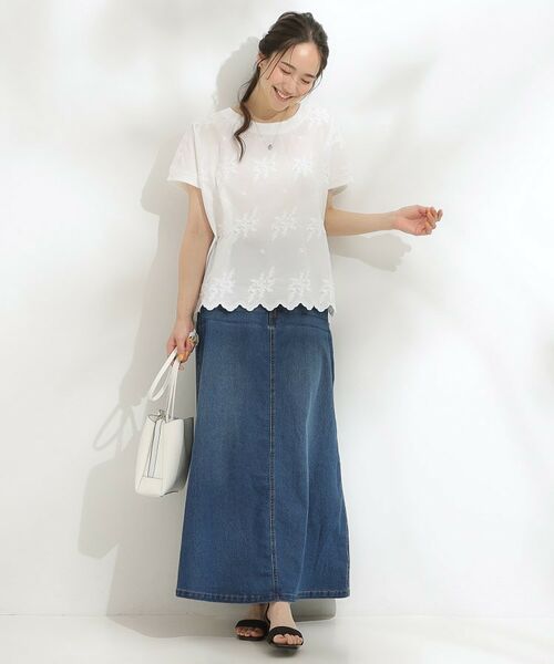 SHOO・LA・RUE / シューラルー カットソー | 【洗える/S-LL】インせず着られる さらっと大人上品 刺繍トップス | 詳細3