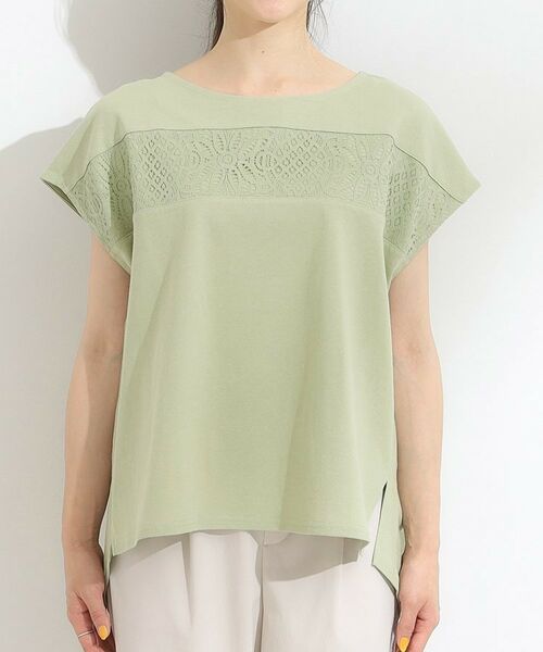 SHOO・LA・RUE / シューラルー カットソー | 【洗える/S-LL/体型カバー】レース使いが華やか フレンチスリーブコットンTシャツ | 詳細13