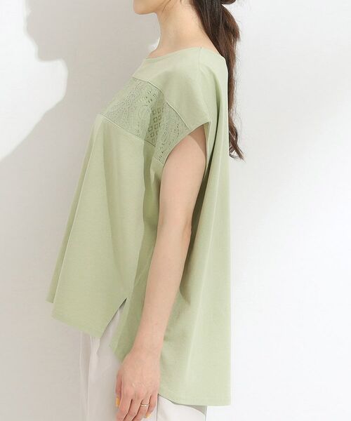 SHOO・LA・RUE / シューラルー カットソー | 【洗える/S-LL/体型カバー】レース使いが華やか フレンチスリーブコットンTシャツ | 詳細14