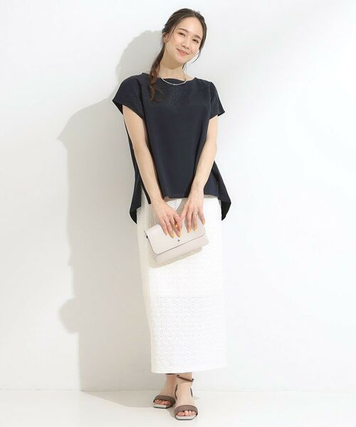 SHOO・LA・RUE / シューラルー カットソー | 【洗える/S-LL/体型カバー】レース使いが華やか フレンチスリーブコットンTシャツ | 詳細3