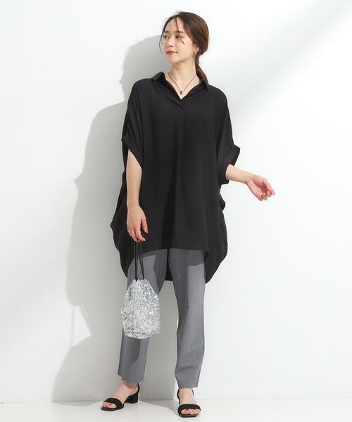 SHOO・LA・RUE / シューラルー チュニック | 【ひんやり/S-LL】すっきりきれいに体型カバー コクーンシルエットワンピース | 詳細3