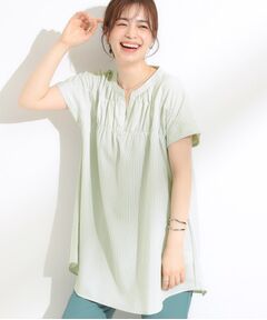 SHOO・LA・RUE / シューラルー チュニック | 【S-LL/ひんやり/体型カバー】サッカーストライプ Aラインチュニックブラウス