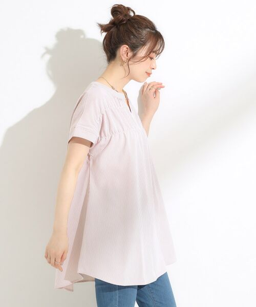 SHOO・LA・RUE / シューラルー チュニック | 【S-LL/ひんやり/体型カバー】サッカーストライプ Aラインチュニックブラウス | 詳細10