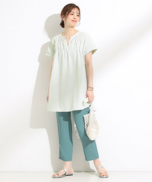 SHOO・LA・RUE / シューラルー チュニック | 【S-LL/ひんやり/体型カバー】サッカーストライプ Aラインチュニックブラウス | 詳細15