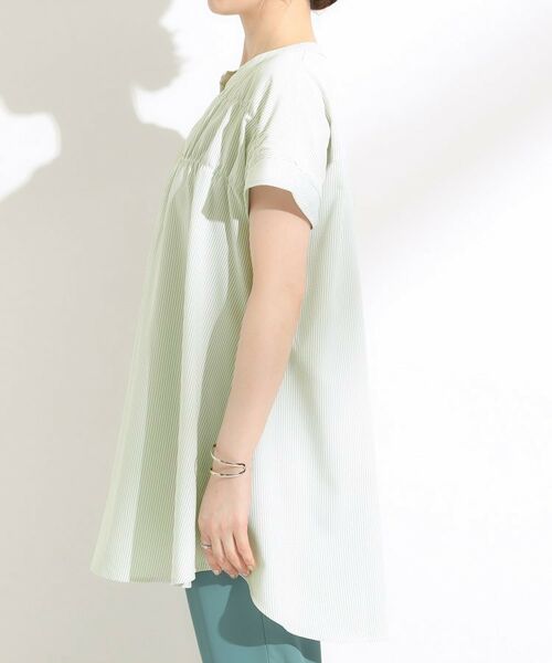 SHOO・LA・RUE / シューラルー チュニック | 【S-LL/ひんやり/体型カバー】サッカーストライプ Aラインチュニックブラウス | 詳細18