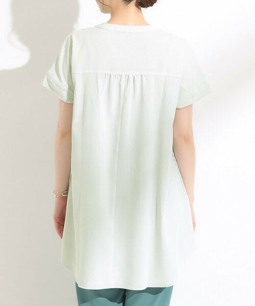 SHOO・LA・RUE / シューラルー チュニック | 【S-LL/ひんやり/体型カバー】サッカーストライプ Aラインチュニックブラウス | 詳細19