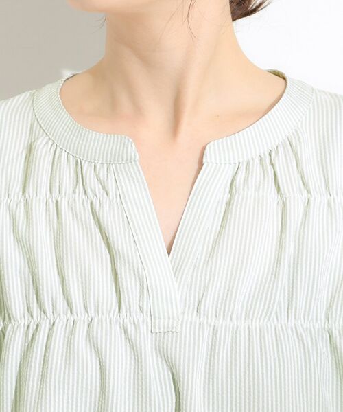SHOO・LA・RUE / シューラルー チュニック | 【S-LL/ひんやり/体型カバー】サッカーストライプ Aラインチュニックブラウス | 詳細20