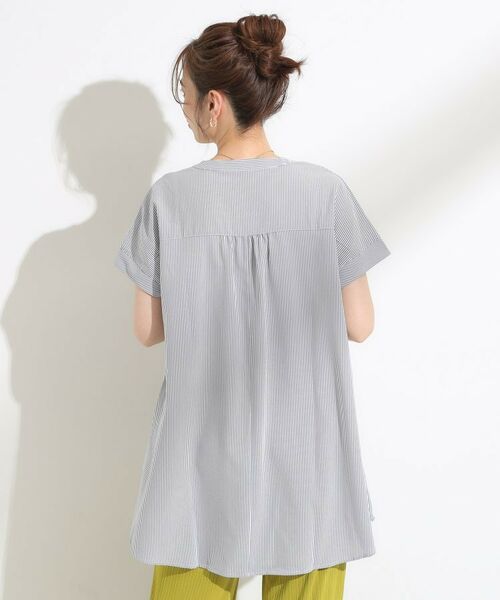 SHOO・LA・RUE / シューラルー チュニック | 【S-LL/ひんやり/体型カバー】サッカーストライプ Aラインチュニックブラウス | 詳細6