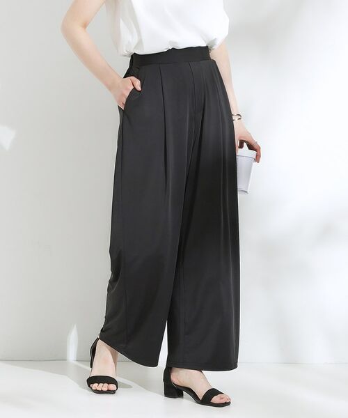 SHOO・LA・RUE / シューラルー パンツ | 【S-LL/ひんやり/UV】リラクシーな穿き心地 エアリーワイドパンツ(ブラック(019))