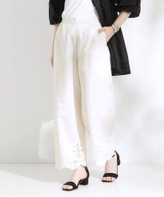 SHOO・LA・RUE / シューラルー パンツ | 【S-LL】華やかさをプラスする 裾刺繍ストレートパンツ