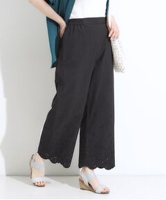 SHOO・LA・RUE / シューラルー パンツ | 【S-LL】華やかさをプラスする 裾刺繍ストレートパンツ