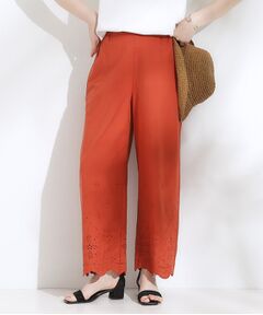 SHOO・LA・RUE / シューラルー パンツ | 【S-LL】華やかさをプラスする 裾刺繍ストレートパンツ