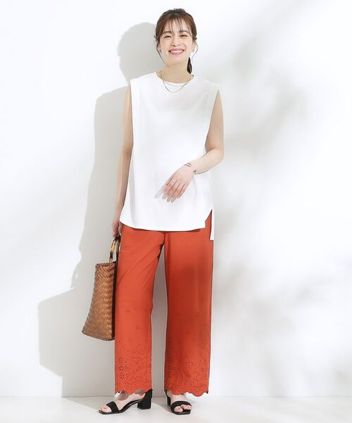 SHOO・LA・RUE / シューラルー パンツ | 【S-LL】華やかさをプラスする 裾刺繍ストレートパンツ | 詳細11