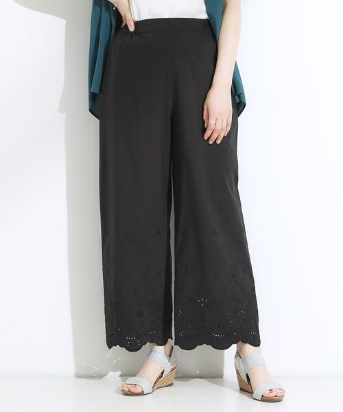 SHOO・LA・RUE / シューラルー パンツ | 【S-LL】華やかさをプラスする 裾刺繍ストレートパンツ | 詳細5