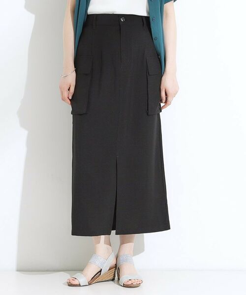 SHOO・LA・RUE / シューラルー ロング・マキシ丈スカート | 【S-LL】大人のきれいめカジュアルに 麻調カーゴナロースカート | 詳細1