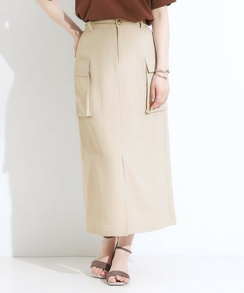SHOO・LA・RUE / シューラルー ロング・マキシ丈スカート | 【S-LL】大人のきれいめカジュアルに 麻調カーゴナロースカート | 詳細5