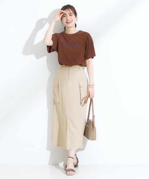 SHOO・LA・RUE / シューラルー ロング・マキシ丈スカート | 【S-LL】大人のきれいめカジュアルに 麻調カーゴナロースカート | 詳細7