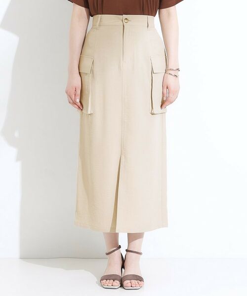 SHOO・LA・RUE / シューラルー ロング・マキシ丈スカート | 【S-LL】大人のきれいめカジュアルに 麻調カーゴナロースカート | 詳細9
