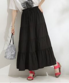 SHOO・LA・RUE / シューラルー ロング・マキシ丈スカート | 【洗える/S-LL】微光沢で華やかなティアードスカート