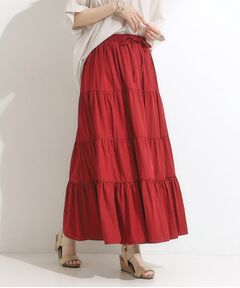 SHOO・LA・RUE / シューラルー ロング・マキシ丈スカート | 【洗える/S-LL】微光沢で華やかなティアードスカート