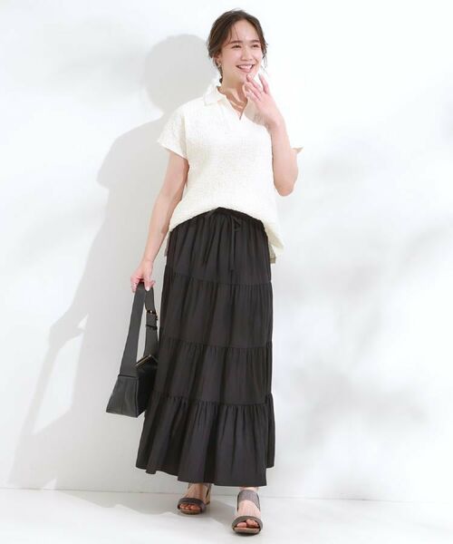 SHOO・LA・RUE / シューラルー ロング・マキシ丈スカート | 【洗える/S-LL】微光沢で華やかなティアードスカート | 詳細17