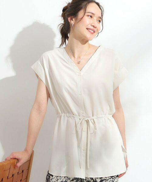 SHOO・LA・RUE / シューラルー シャツ・ブラウス | 【S-LL】シルエットが変えられる サファリシャツ（アイボリー(004)）