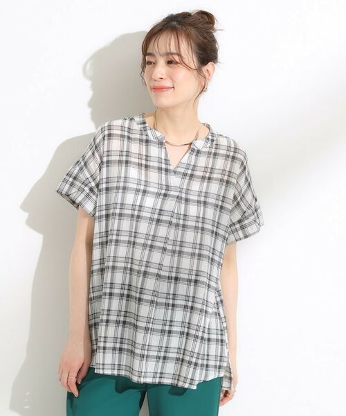 SHOO・LA・RUE / シューラルー シャツ・ブラウス | 【S-LL】きれいに体型カバー さらシャリコットン スキッパーシャツ | 詳細1