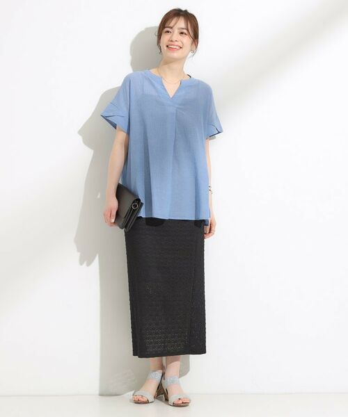 SHOO・LA・RUE / シューラルー シャツ・ブラウス | 【S-LL】きれいに体型カバー さらシャリコットン スキッパーシャツ | 詳細14