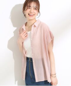 SHOO・LA・RUE / シューラルー シャツ・ブラウス | 【S-LL】さらシャリコットン 上品なシアー感のフロントボタンシャツ