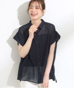 SHOO・LA・RUE / シューラルー シャツ・ブラウス | 【S-LL】さらシャリコットン 上品なシアー感のフロントボタンシャツ
