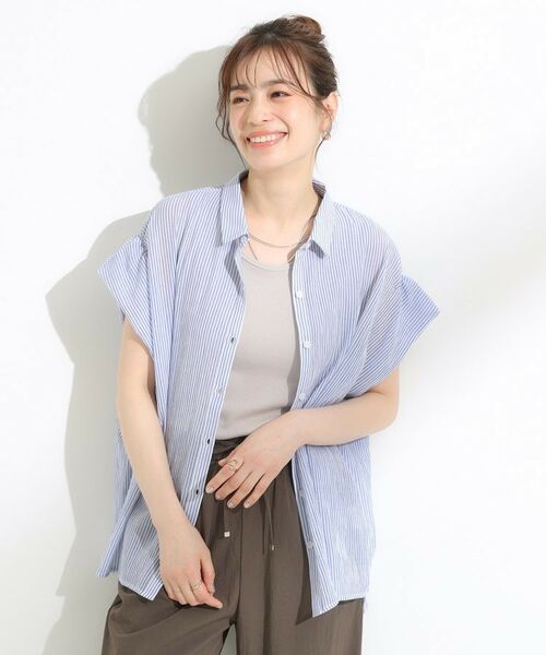 SHOO・LA・RUE / シューラルー シャツ・ブラウス | 【S-LL】さらシャリコットン 上品なシアー感のフロントボタンシャツ | 詳細13