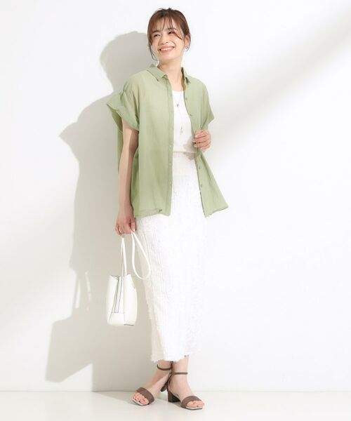 SHOO・LA・RUE / シューラルー シャツ・ブラウス | 【S-LL】さらシャリコットン 上品なシアー感のフロントボタンシャツ | 詳細3